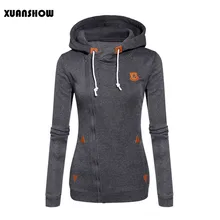 XUANSHOW 2018 Women Fashion Fleeces Sweatshirts Hooded Candy Colors Solid Sweatshirt Long Sleeve Zip Up Clothing Sudaderas Mujer