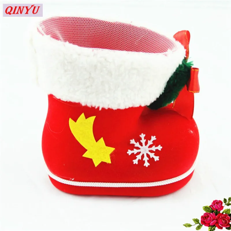 Christmas Boots Flocking Socks (Large Length 14CM High Wide 8CM ) Creative Gift Box of Candy Decorative 6ZHH101-2 | Дом и сад