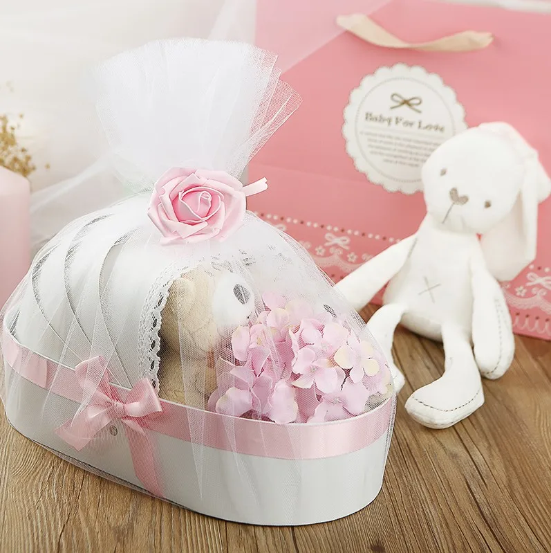 

high-grade babyboy girls full month newborn spring autumn dolls clothes cotton underwear birthday gifts babyshower gift box bag