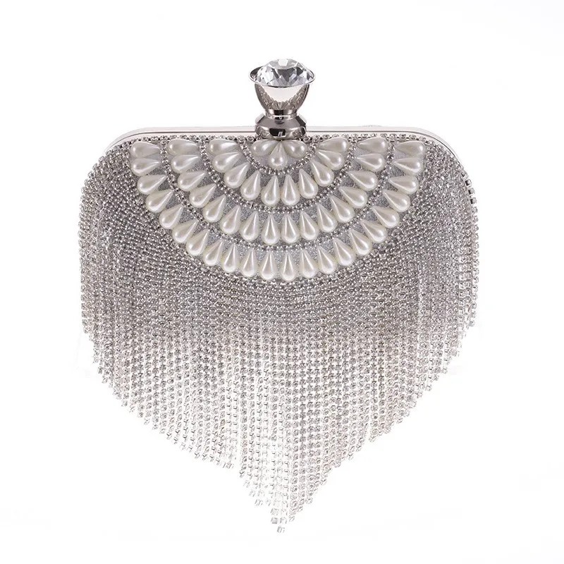 Silver Gold Crystal Rhinestones Women Evening Clutch Bag Bridal Wedding