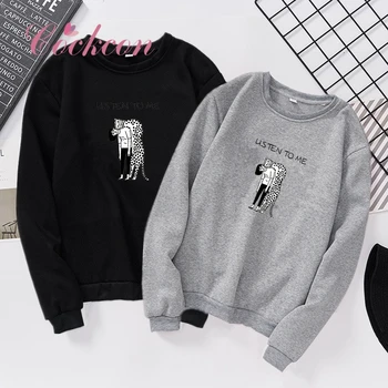 

Korea Style Harajuku Hoodies Women Fashion Printing Streetwear Casual Pullovers O Neck Basic Sweatshirts 2018 Stud earring V1