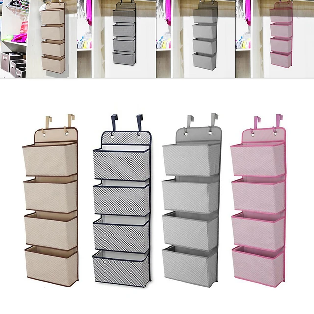 4 ชั้นประตูแขวนเก็บกระเป๋ามัลติฟังก์ชั่ Organizer Hook ของเล่นรองเท้าชั้นวางแขวนโลหะตะขอประตูชั้น ...