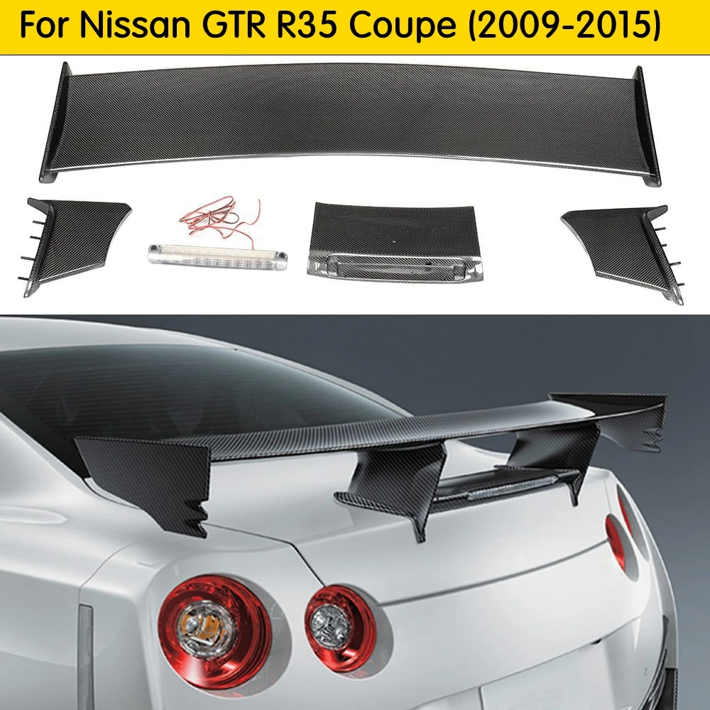 

For Nissan R35 GTR Carbon Fiber Rear Spoiler (Included Lights) N Style GT Rear Wing For GTR R35 Body Kit Tuning
