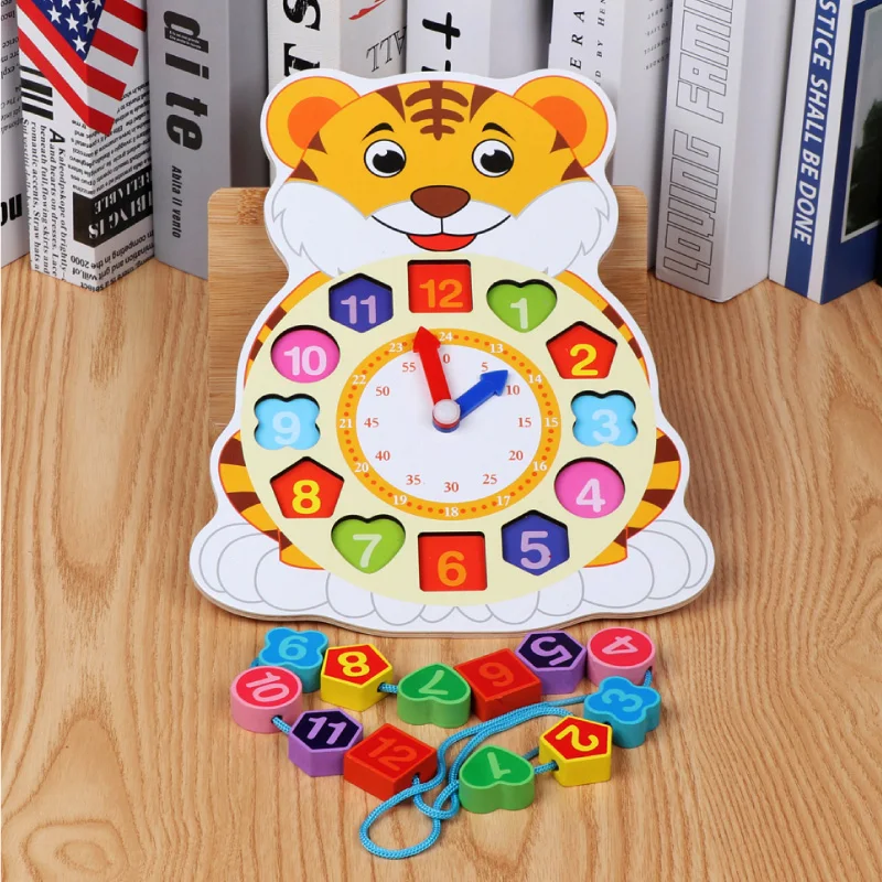 Brinquedos do Bebê Contas de Relógio Brinquedos de Madeira Brinquedos para Crianças Novos Animais Labirinto Relógio Digital Contas Acessórios Crianças Figura Blocos 4 Blocos de madeira
