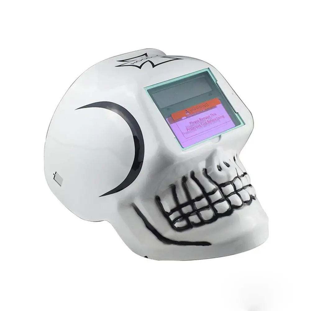 

LanLan Fashion Unique White Skull Shape Mask Solar Helmet Auto Welding Dimming Helmet