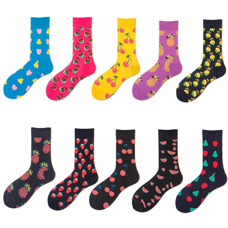 

New Arrival Fashion Socks Women Cherry/Pineapple/Grapefruit Jacquard Unisex Crew Happy Fruit Socks Calcetines Women/Men Socks