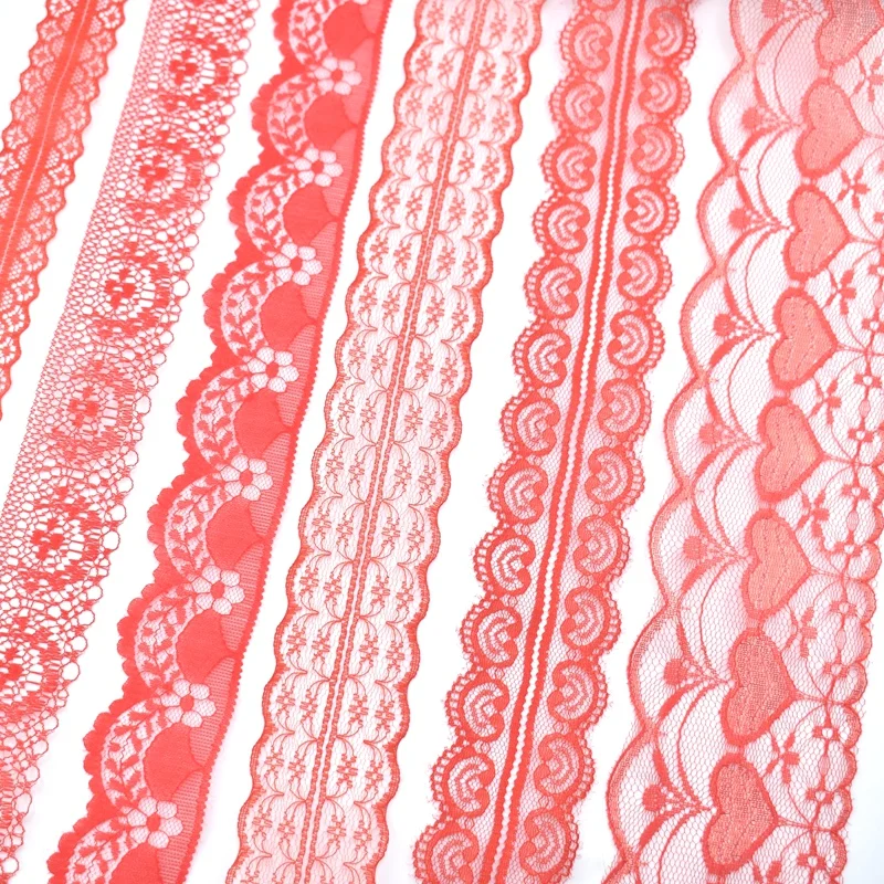 

10yards/Lot red lace trim african lace fabric Sewing for DIY embroidery cotton lace ribbon home Clothing underwear Accessories