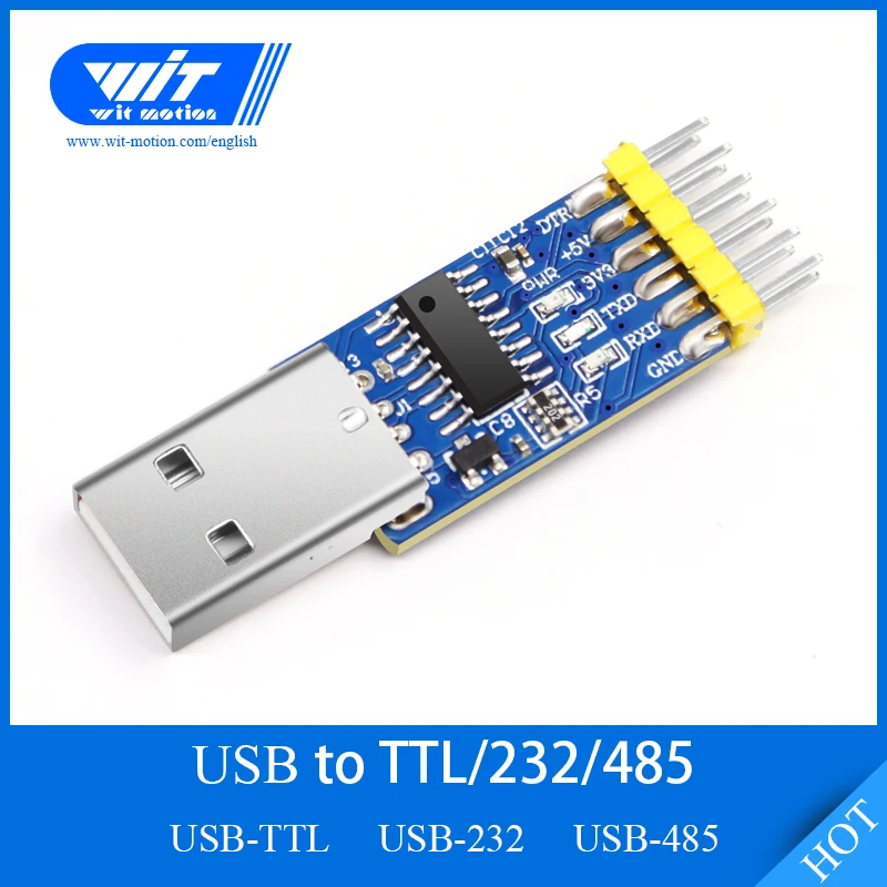 Witmotion USB-UART 3-в-1 постоянного тока в переменный конвертер, многофункциональный(USB-TTL/RS232/RS485) 3,3-5 V последовательный адаптер переменного тока, CH340 чип, профессиональный дизайн