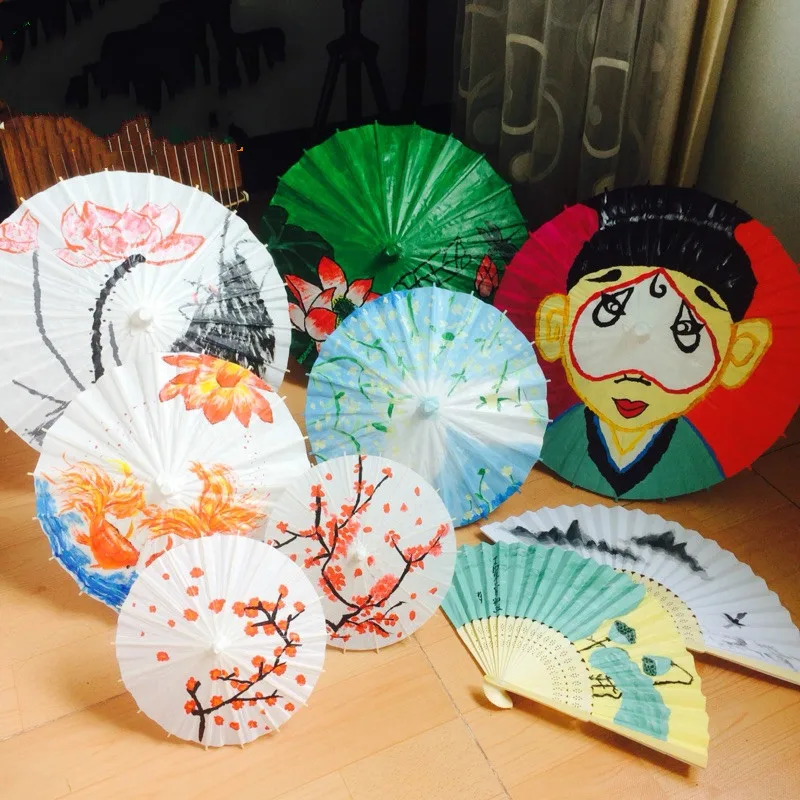 

5 Size White Paper Parasol Wedding Party Photography Prop Paper Umbrella 20cm/84cm Solid Color Perfect for DIY Painting material