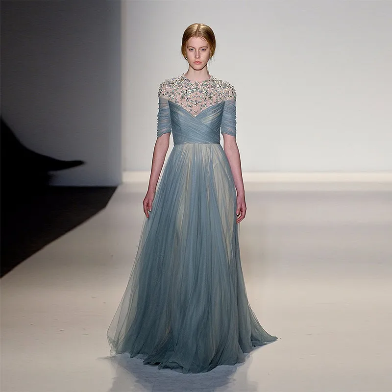 blue gray evening gowns