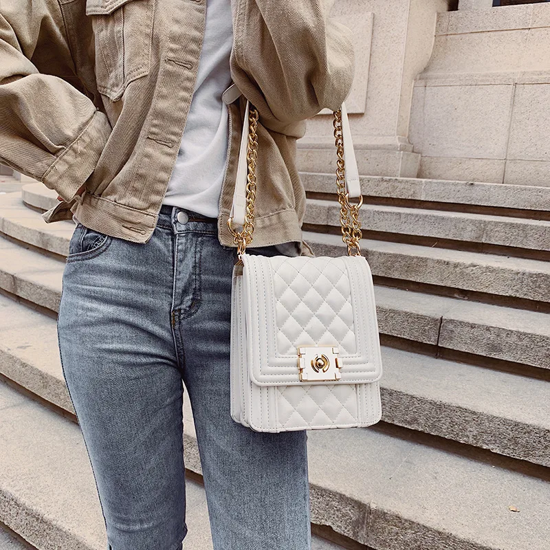 

Brand Originality Design Diamond Lattice Chain Bag Woman 2019 New Pattern Restore Ancient Ways Single Shoulder Satchel Chain