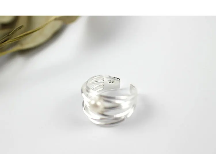 S925 Sterling Silver Personality Fashion Irregular Multi-layer Natural Freshwater Pearl Ring