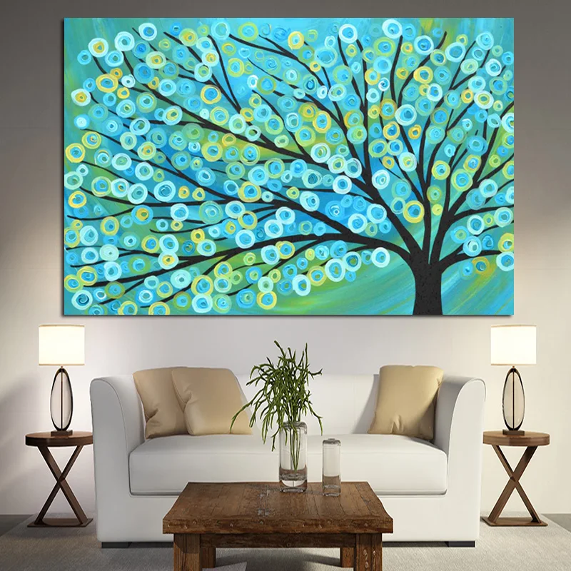 

HD Print Abstract Modern Flower Tree Landscape Oil Painting on Canvas Poster Wall Picture for Living Room
