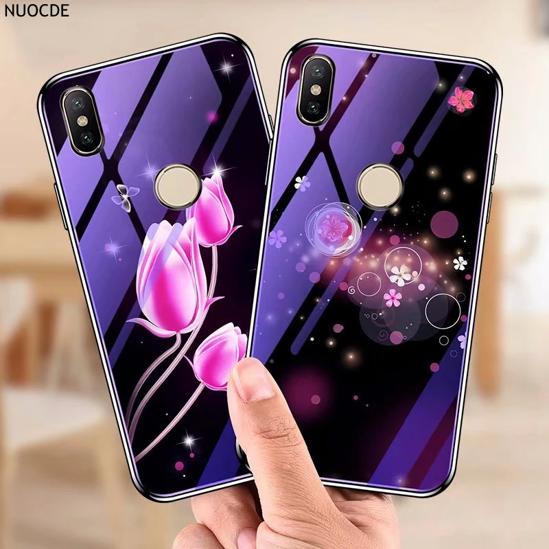 Чехол из закаленного стекла с синим светом для Xiaomi Redmi Note 5 Global 4X чехол цветами 5A Plus