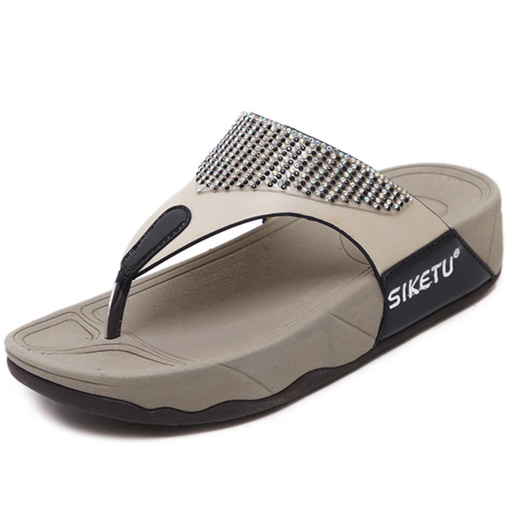 

Woman Slippers 2018 Fashion Summer Women Rhinestone Sandals Female Flip Flops Thick Bottom Shoes Casual Comfortable Slides