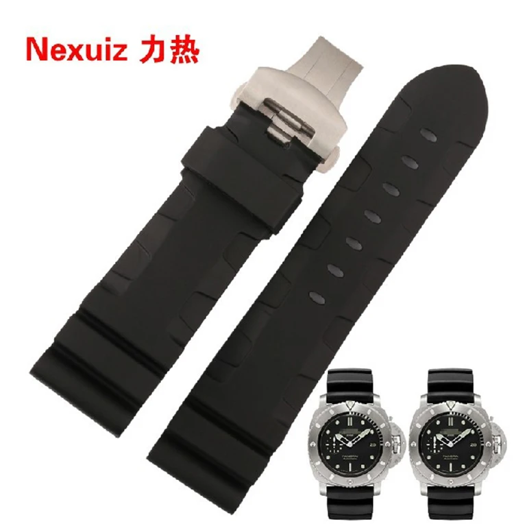 

2016 HOT Men/Male Rubber Watchbands,Double-click Butterfly Bracelets Clasp 24mm 26mm Silicone Rubber Free Shipping