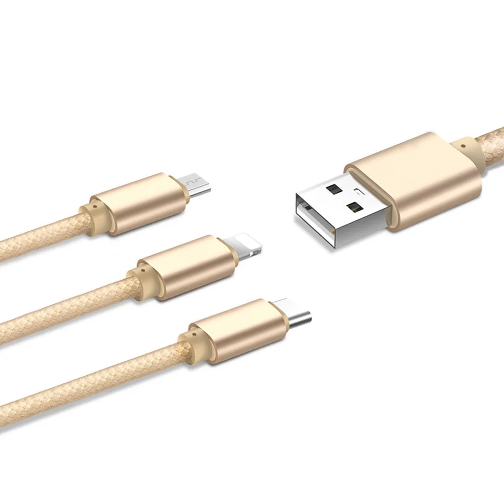 

One Drag Three Data Line Fast Charge USB Data Cable for Samsung Xiaomi Tablet Android USB Charging Cord Microusb Charger Cable