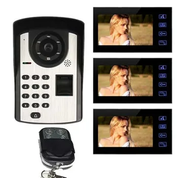 

MOUNTAINONE 7" Screen Video Door Phone Doorbell Intercom System+Waterproof Fingerprint Code Keypad Remote Access Door Camera 1V3