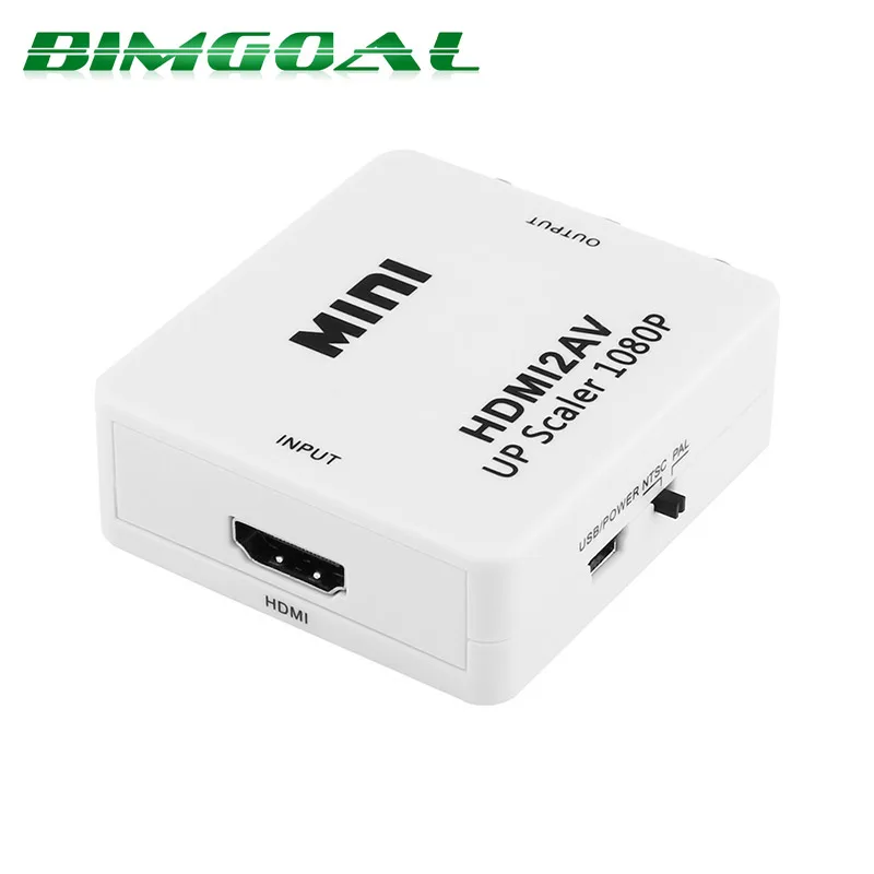 Mini HD Video Converter Box HDMI to RCA AV/CVSB L/R Video 1080P HDMI2AV Support NTSC PAL Output HDMI TO AV Scaler Switch Adapter