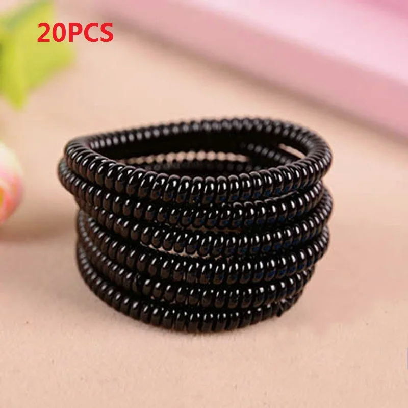 hair clips 20 PCs Super Thin Elastic Hair Ropes Girl Rubber Telephone Wire Style Hair Ties Plastic Ropes Ponytail Holder Hair Accessories Women's Hair Accessories Hair Accessories