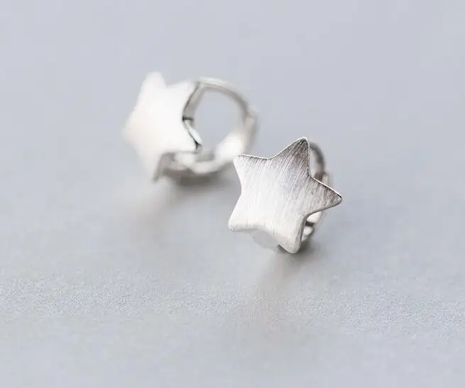 Реальные. Серьги кольца с матовой звездой Huggie 11 мм GTLE988|hoop earrings|earrings earringearrings hoop