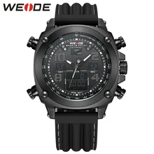 Nueva Llegada WEIDE hombres de Lujo Relojes Japón Movimiento de Cuarzo Analógico Digital Display LCD Digital 30 m Resistente Al Agua Correa de Silicona