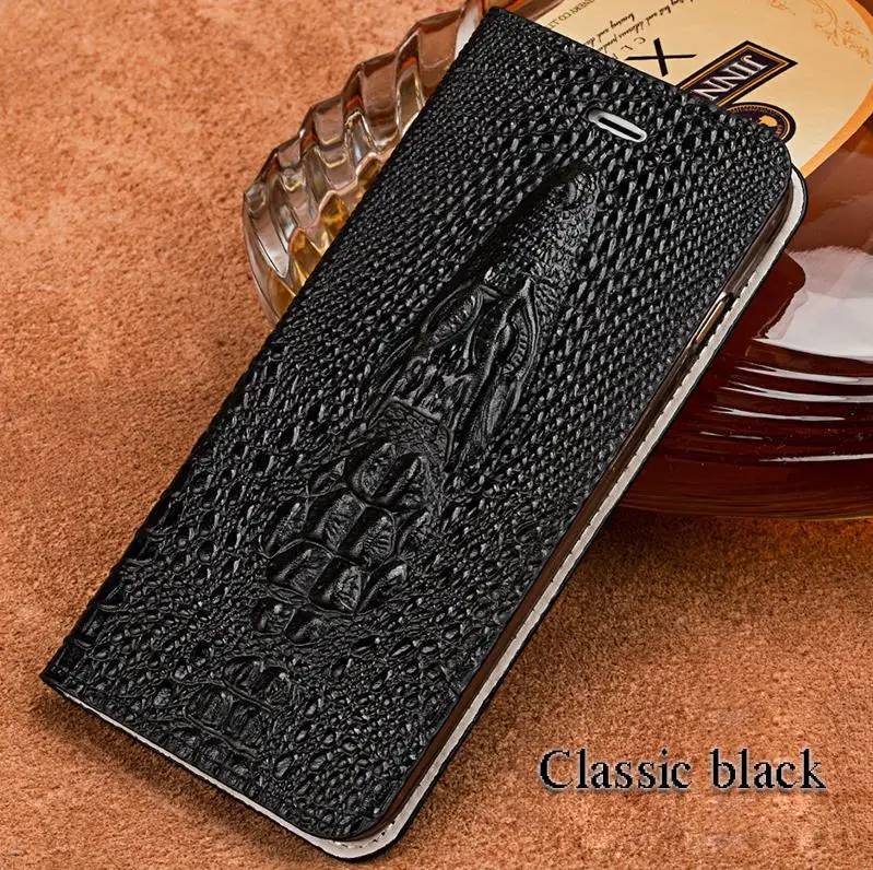 Чехол-книжка из натуральной кожи 360 на магните для huawei mate 20 P20 P30 Lite pro 3D чехол для телефона с крокодиловым покрытием для honor 8x20 pro - Цвет: black
