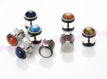 

Fashion Beautiful Pleasantly Opal Ear Stud 10mm Natural Stone Bijuterias Opal Round Gem Jewelry DH1140 Body Jewelry