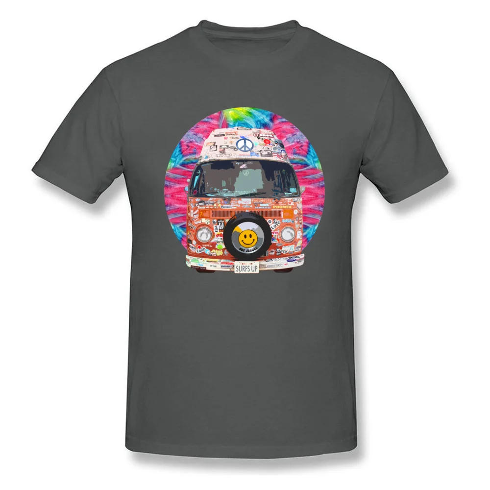 Slim Fit Groovy Hippie Van Tees for Men Brand New Summer/Autumn O-Neck Pure Cotton Short Sleeve T Shirt Custom Tops Tees Groovy Hippie Van carbon