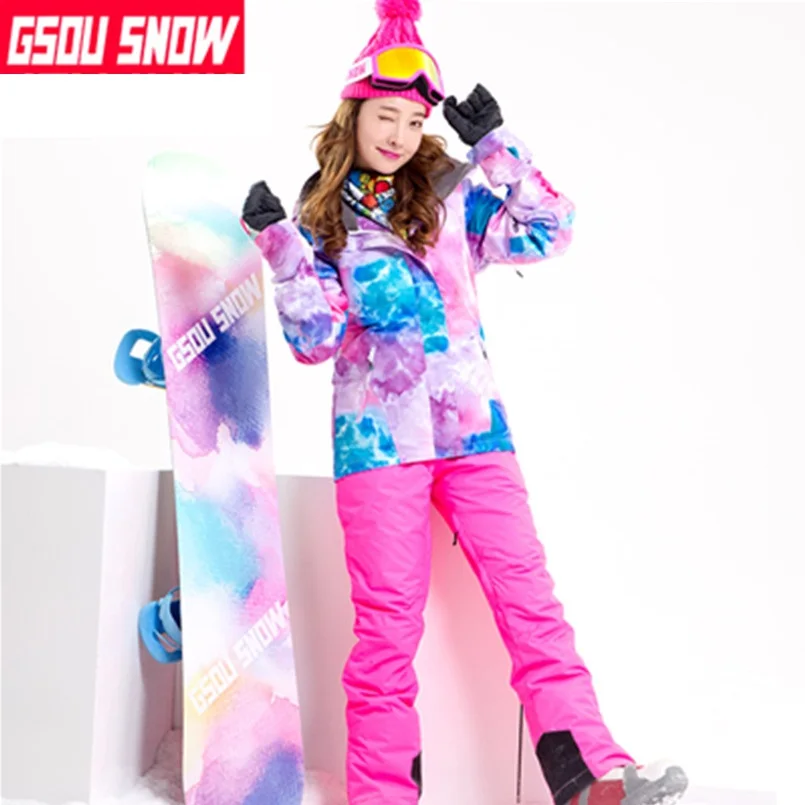 2018 горнолыжный костюм женский GSOU SNOW зимний ветрозащитный Gsou для сноуборда
