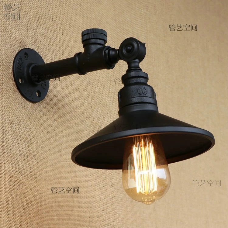 

Simple American loft antique restaurant, living room iron belt switch industrial geomancy tube bar decorative wall lamp
