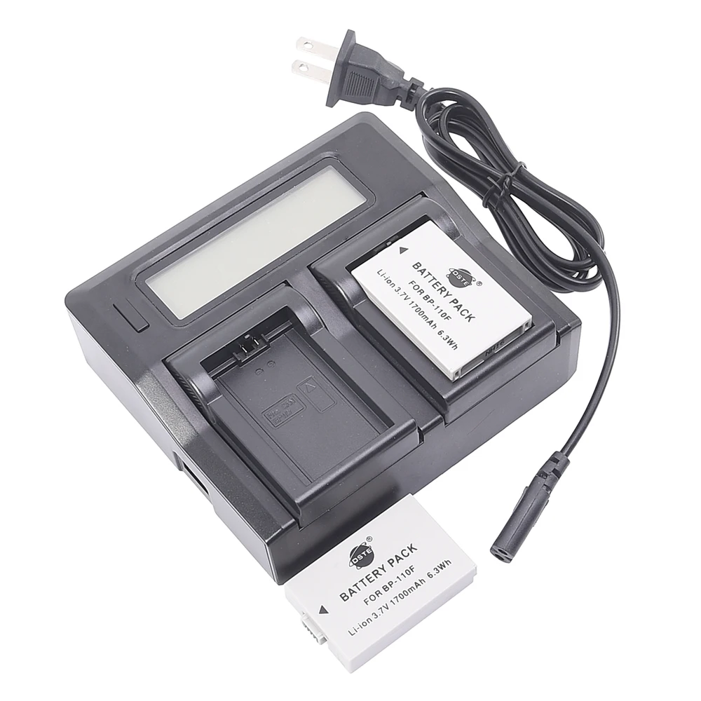 DSTE 2x BP110F BP-110F Battery + Dual Charger for Canon iVIS HF R21 LEGRIA HF R205 R27 R28 R20 R200 R21 Smart Digital Camera bp 828 battery bp828 828 batteries for canon hf g30 hfg30 xa20 xa25 bp 820