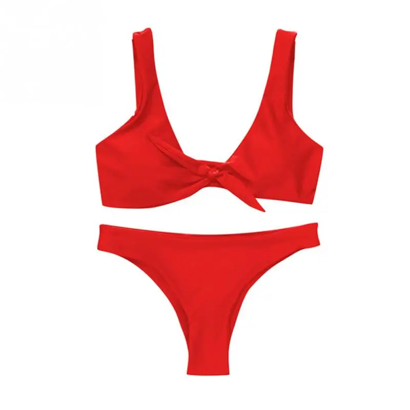 Women Sexy Front Knot Bikini Set Solid Color Summer Bathing Suit Swimwear Beach Wear Swimsuit Women Sexy Front Knot Bikini Set Solid Color Summer Bathing Suit Swimwear Beach Wear Swimsuit