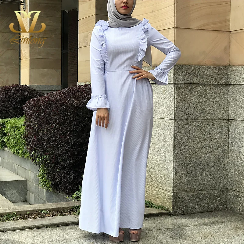 Muslim Maxi Dress Trumpet Sleeve Abaya full sleeve Robe Gowns Tunic