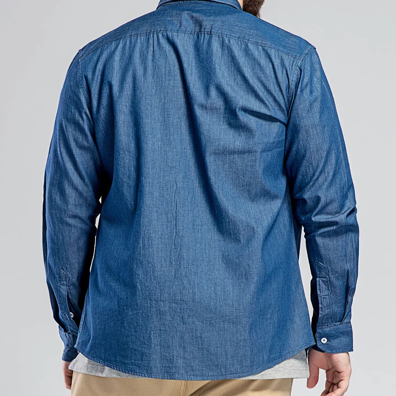 10XL 8XL 6XL 5XL 4XL джинсы мужские рубашки из хлопка с длинным рукавом Оксфорд Тонкий Camisa social Осенняя джинсовая рубашка мужская брендовая одежда