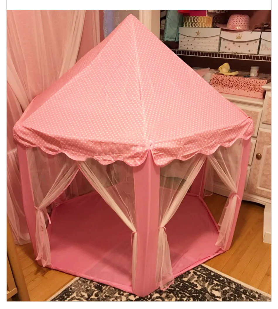 TouchCare шестиугольная Розовая Принцесса замок сетчатая палатка дом девочка дети большой крытый Открытый игрушечный игровой дом дети мяч играть палатки