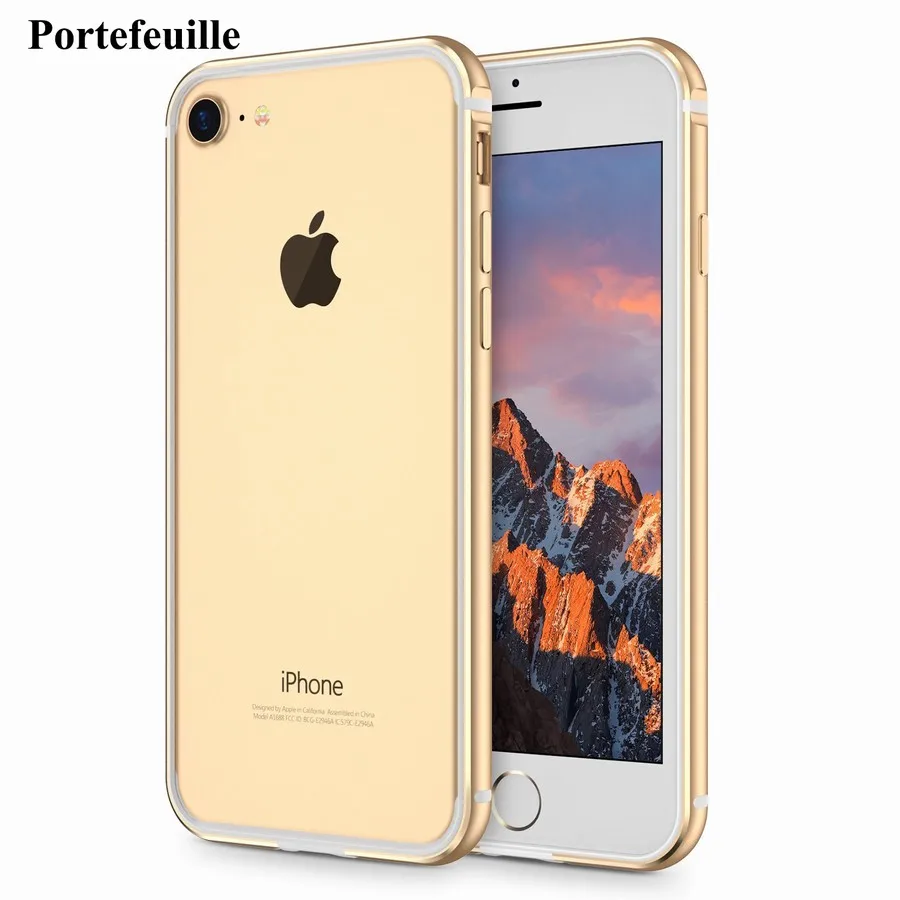 Чехол-бампер Portefeuille для iPhone 7, защитный Алюминиевый Гибридный Бампер для Apple iPhone 6 S 6 S Plus 8 5 5S SE, чехол