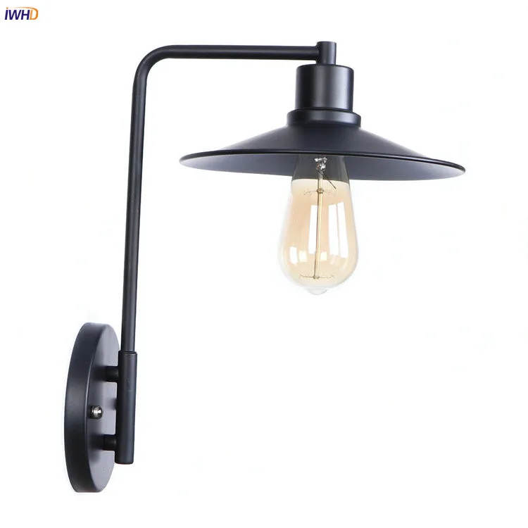 IWHD Black Retro Vintage Wall Light Fixtures Bedroom Living Room Loft Industrial Antique Edison LED Wall Lamp Home Lighting