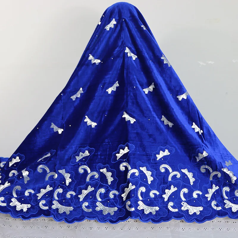 

free shipping!2016 Embroidery Design African royal blue George Lace Fabric