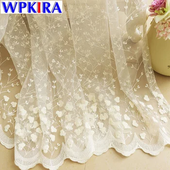 

Pastoral Floral Blue Tulle Sheer Window Curtains for Living Room Bedroom Pink Kitchen Tulle Lace Window Treatments WP208-30