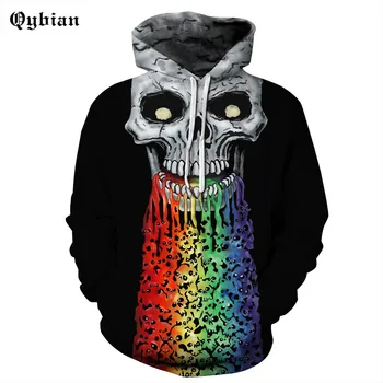 

2018 Men Hoodies Fashion Men Skull color saliva 3d Print Hoodies Streetwear Casual Sweatshirt Plus Size 3xl