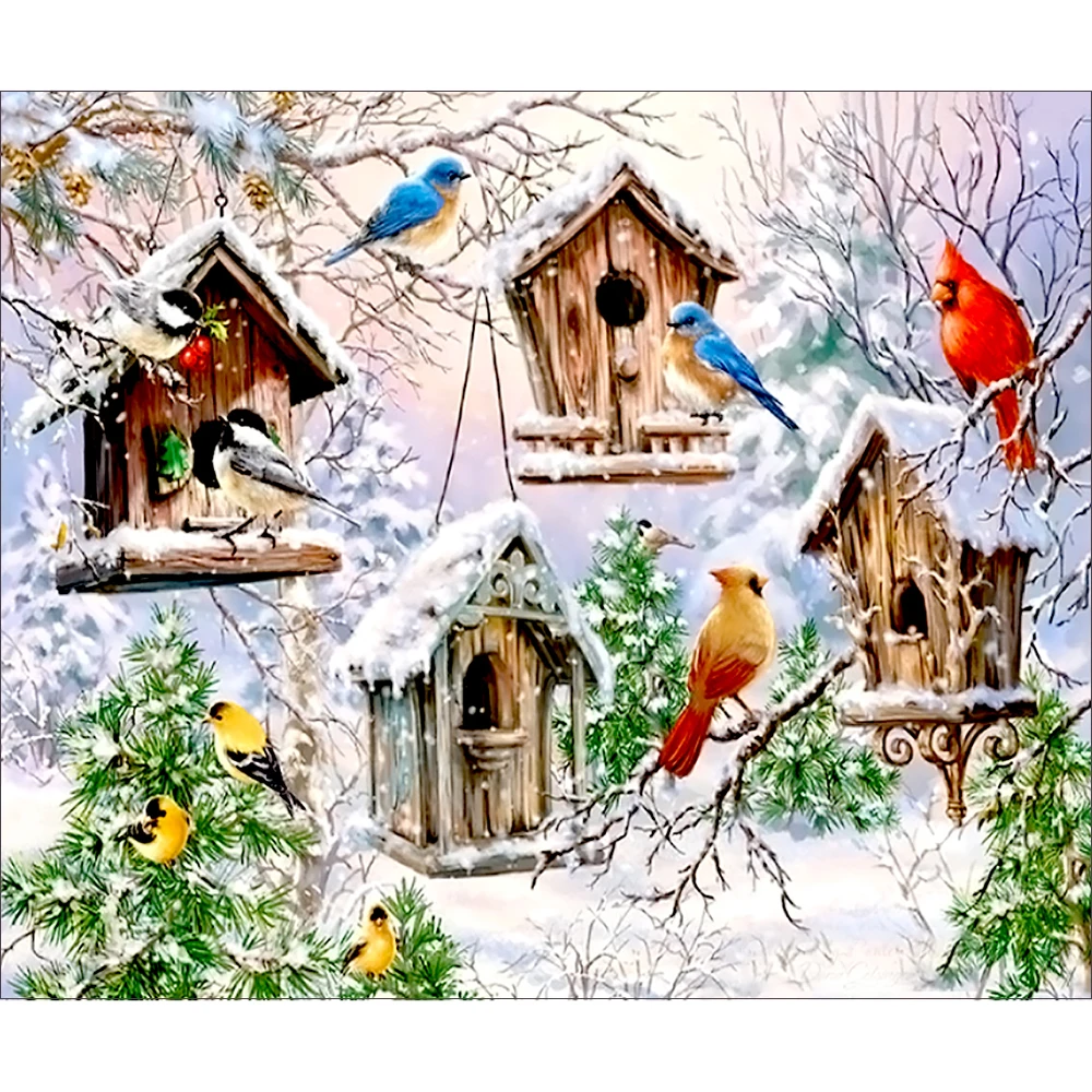 Diamond Painting Full drill square/round Snowy bird nest Mosaic DIY Cross Stitch Embroidery Home Decor | Дом и сад