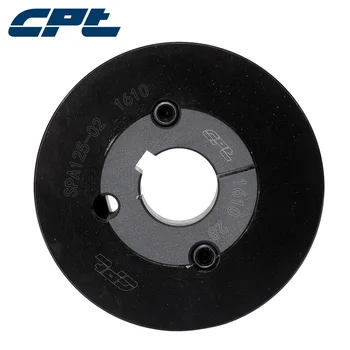 

CPT brand SPA belt double pulley, 130.5mm outside diameter, 1610 taper bush, 2 grooves for 10-42mm shaft diameter, cast iron