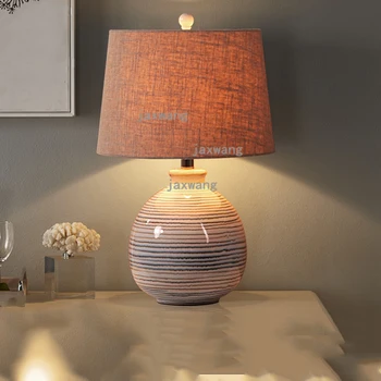 

New Chinese Modern Ceramic Table Lamp Bedroom Bedside led desk lamp Warm Marriage Dimming Remote Control Living Room lamp table