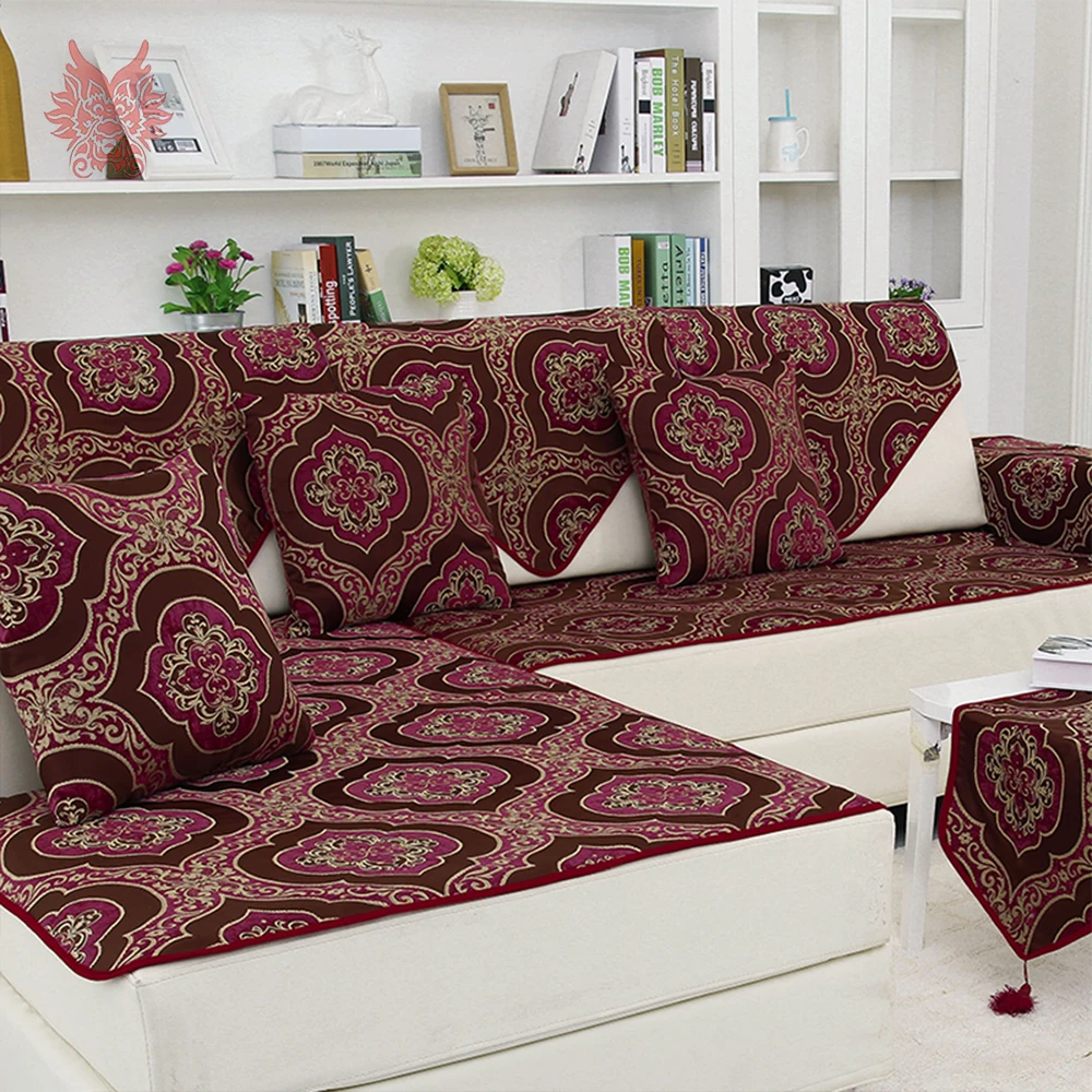 American Europe classic style dark red Chenille floral double faced