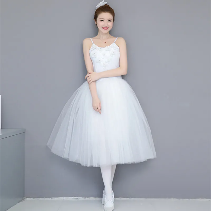 Романтическая балетная пачка для взрослых, Репетиционная юбка, костюм лебедя для женщин, длинное Тюлевое платье, балетная одежда белого цвета