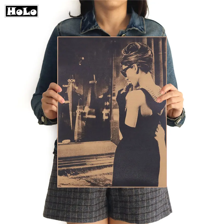 

Audrey Hepburn Beautiful back Poster Retro Kraft Paper Vintage Adornment Movie Posters Wall Stickers FAD 42.5x30.5cm