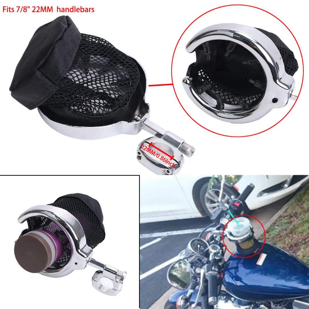 

Universal Motorcycle Handlebar Cup Drink Holder for Harley Sportster Dyna Fat Bob Fatboy Moto Bike with 7/8"Handlebar #MBJ074-22