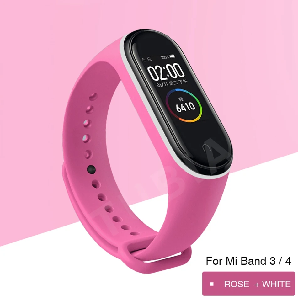 Mi Band 4 3 ремешок на запястье для Xiaomi Mi Band 3 4 Браслет Силиконовый Miband 3 4 NFC Correa аксессуары Smart Mi4 протектор - Цвет: rose white CB