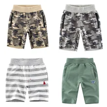 Детские шорты для мальчиков, камуфляжные шорты с принтом повседневные Прямые детские шорты с эластичной резинкой на талии для детей от 2 до 8 лет, брюки хлопковые, в полоску